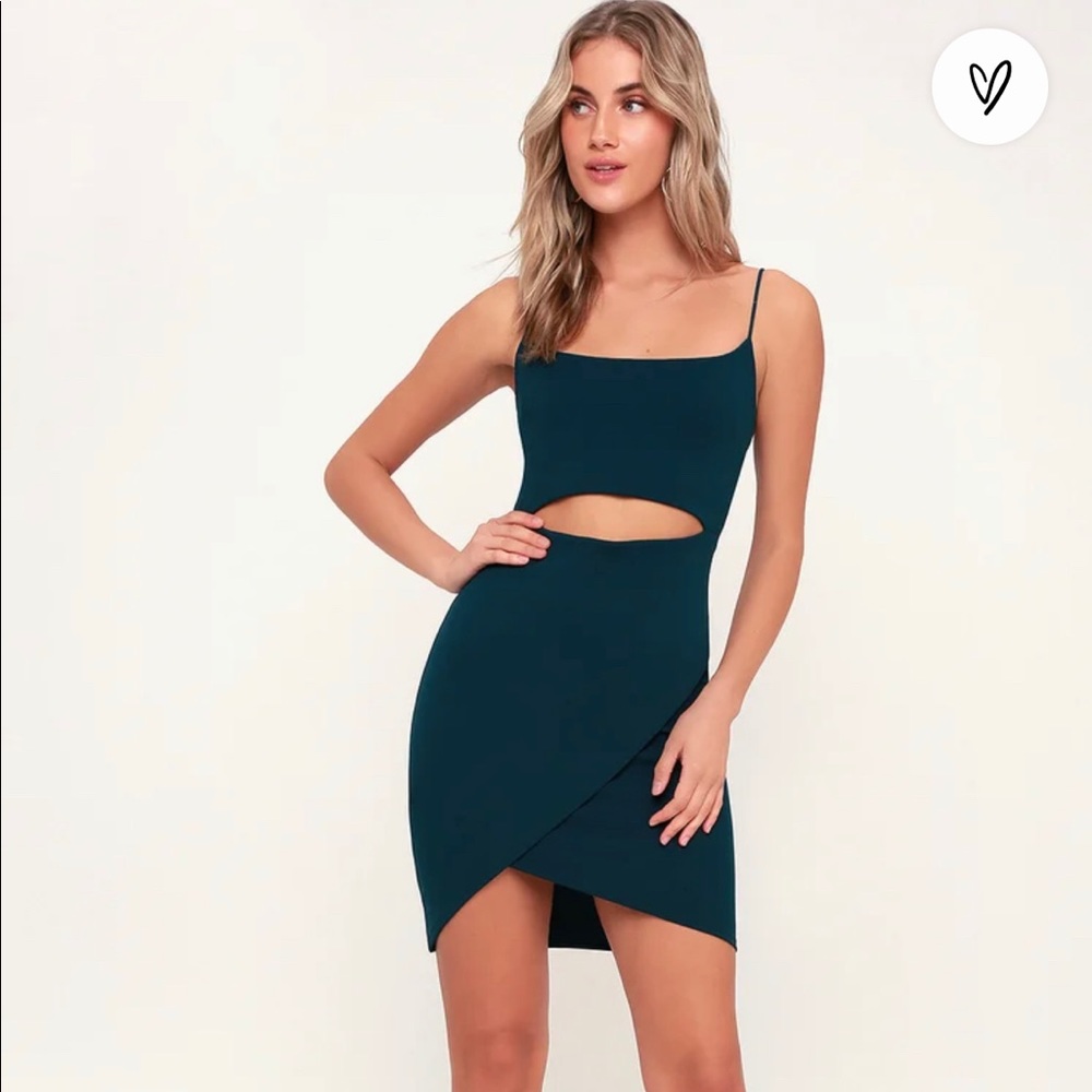 Cutout On The Town Dark Teal Cutout Bodycon Dress